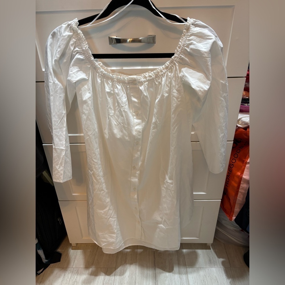Zara Women’s White Off Shoulder Button Up Dress Size M